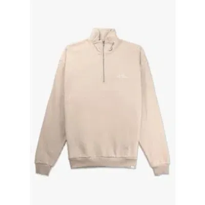 Les Deux Half-zip Logo Cotton Sweatshirt In Neutrals