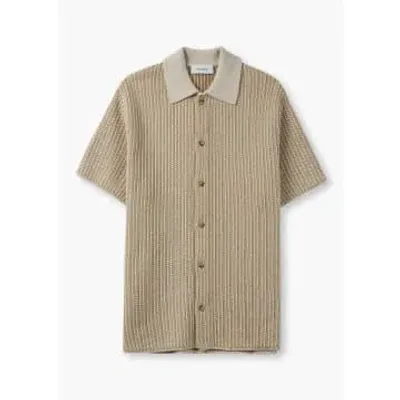 Les Deux Mens Easton Knitted Shirt In Beige Fabric