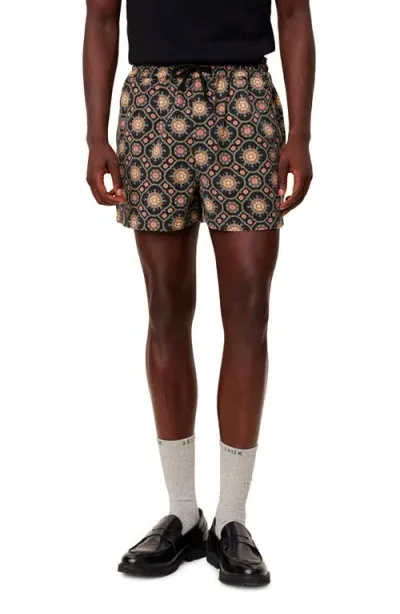 Les Deux Tapestry Shorts In Black/surplus Green