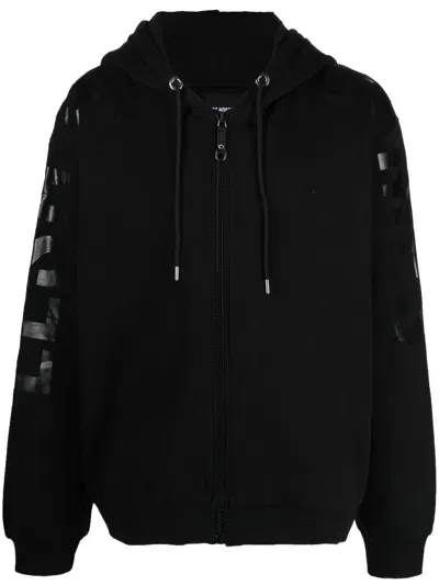 Les Hommes Logo-print Zip-up Hoodie In Black