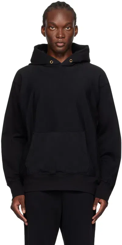 Les Tien Black Heavyweight Hoodie In Jet Black