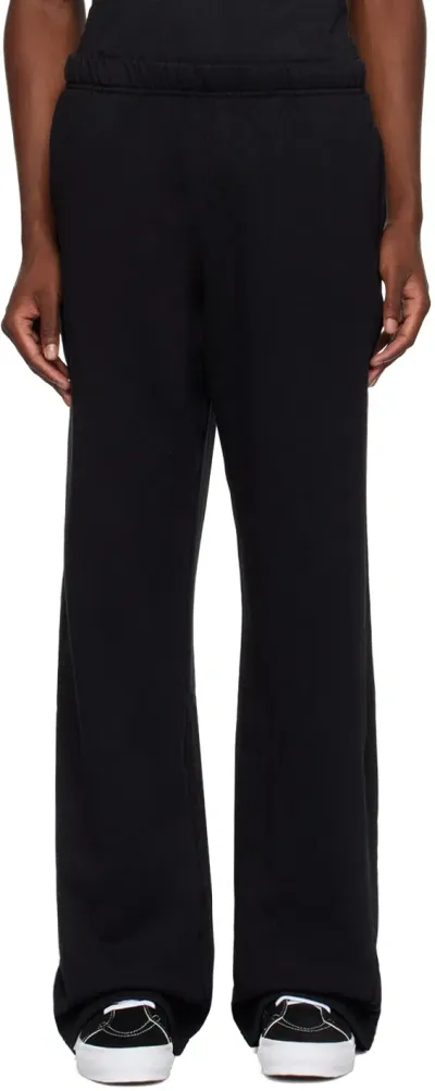 Les Tien Black Heavyweight Puddle Sweatpants In Jet Black