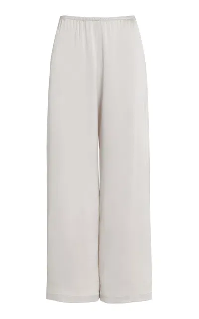 Leset Barb Satin Wide-leg Pants In Silver