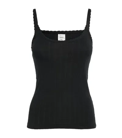 Leset Classic Pointelle Tank Top In Black