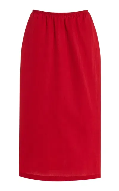 Leset Exclusive Yoko Cotton Midi Skirt In Red