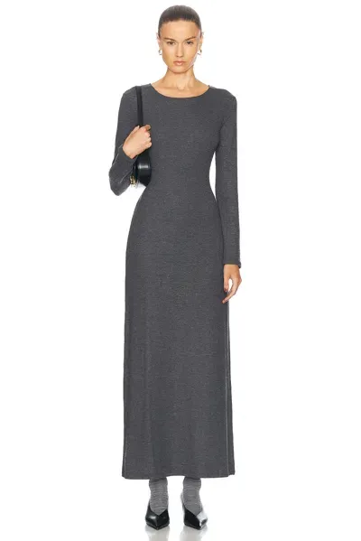 Leset Lauren Long Sleeve Maxi Dress In Charcoal