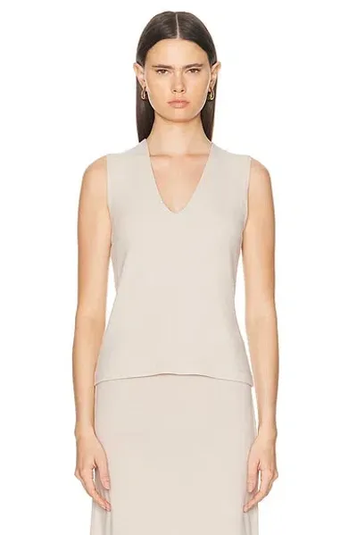 Leset Lauren V Neck Tank Top In Almond