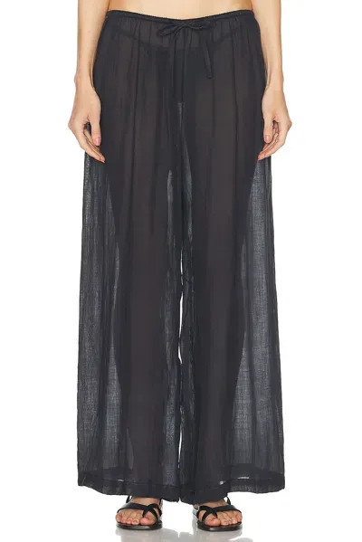 Leset Niko Drawstring Wide Leg Pant In Navy