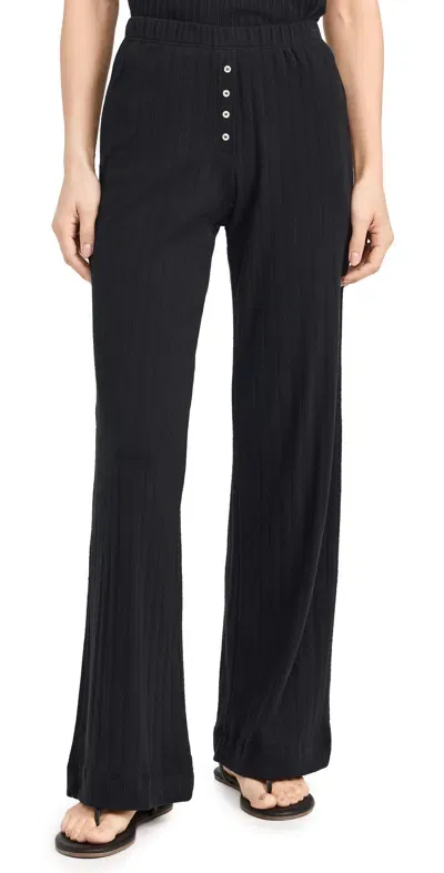 Leset Pointelle Boxer Pant In Black