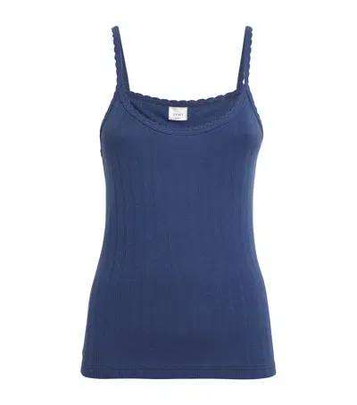 Leset Pointelle Tank Top In Blue