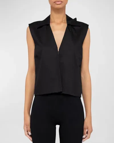 Leset Yoko Collared Button Vest In Black