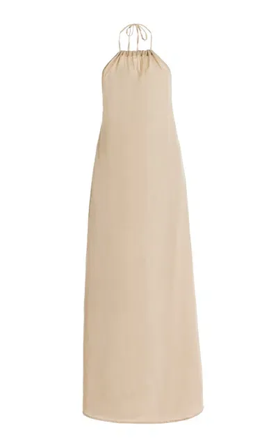 Leset Yoko Cotton Maxi Halter Dress In Neutral