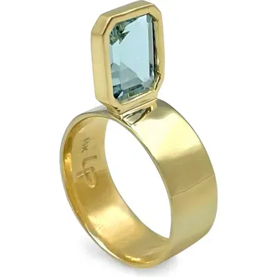 Leslie Paige Perched Setting Aquamarine Ring In Gold