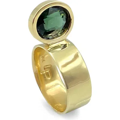 Leslie Paige Perched Setting Green Tourmaline Ring In Yellow Gold/tourmaline