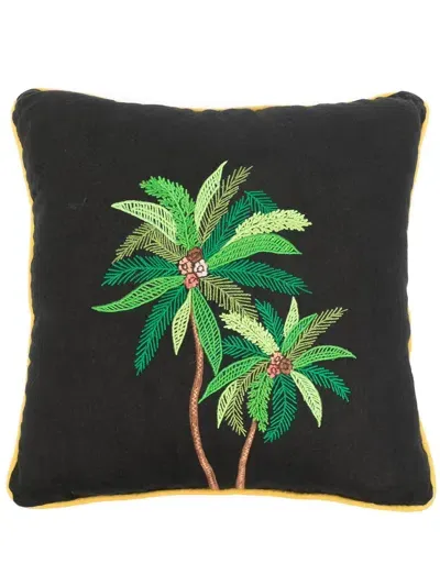 Les-ottomans Embroidery Palm Cushion (50cm X 50cm) In Black