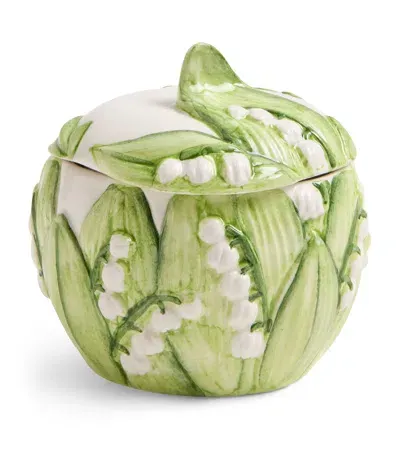 Les-ottomans Lilly Of The Valley Sugar Pot In Green