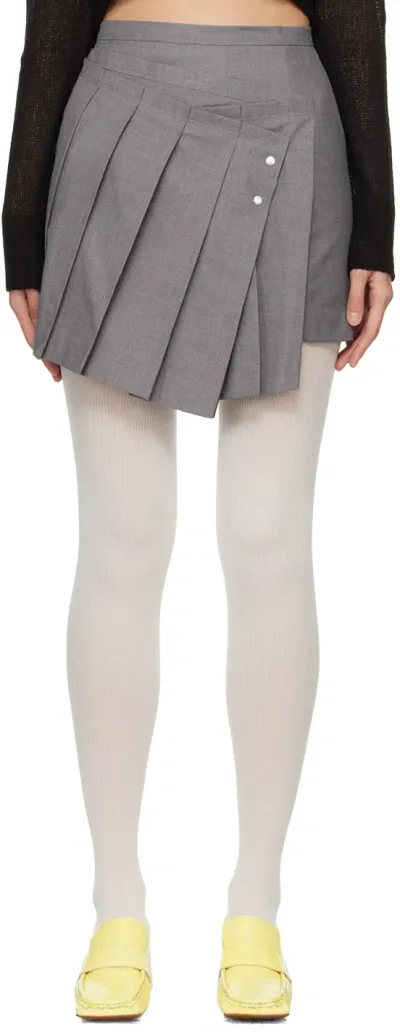 Lesugiatelier Gray Folded Miniskirt In Grey