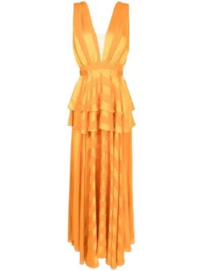 Lethicia Bronstein Mariah Stripe-pattern Maxi Dress In Yellow