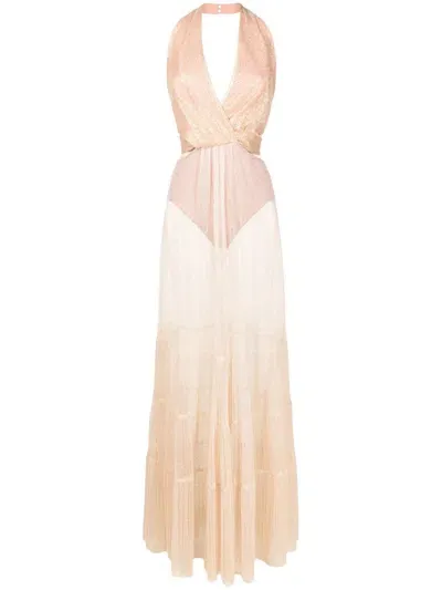 Lethicia Bronstein Milena Sheer-panel Maxi Dress In Pink