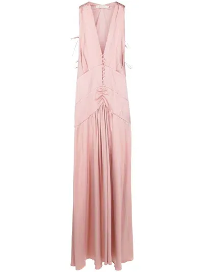 Lethicia Bronstein Tered V-neck Maxi Dress In Pink