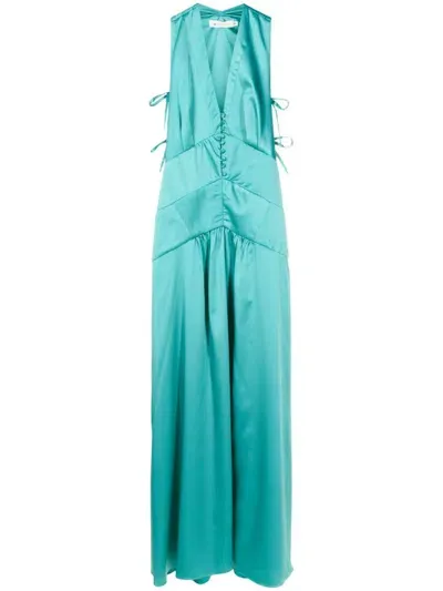 Lethicia Bronstein Teres Satin Maxi Dress In Green