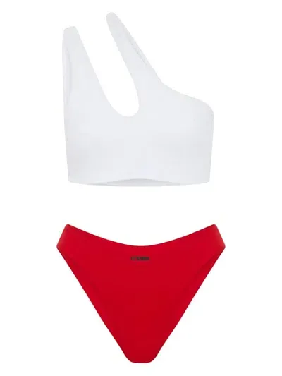 Let's Swim High-waist Bikini Bottoms In Rot