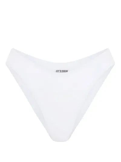 Let's Swim High-waist Bikini Bottoms In Weiss