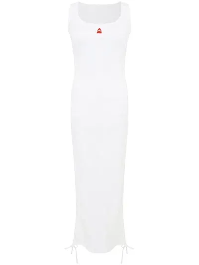 Let's Swim Ruched-detailing Dress In White