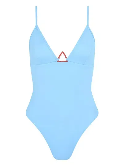 Let's Swim Shark-logo Swimsuit In Blue