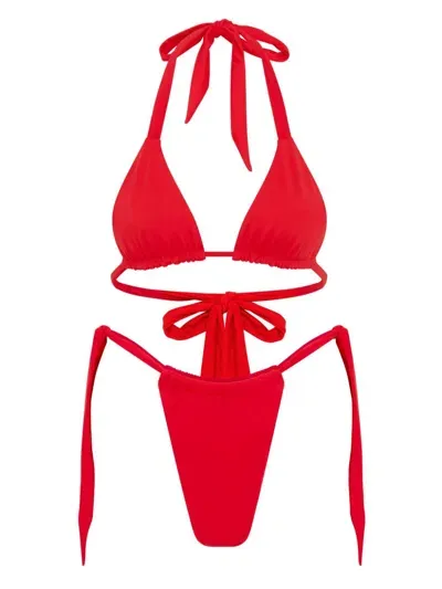 Let's Swim Tie Side Bikini Bottoms In Rot