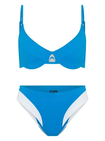 Let's Swim Wired Bralette Bikini Top In Blau