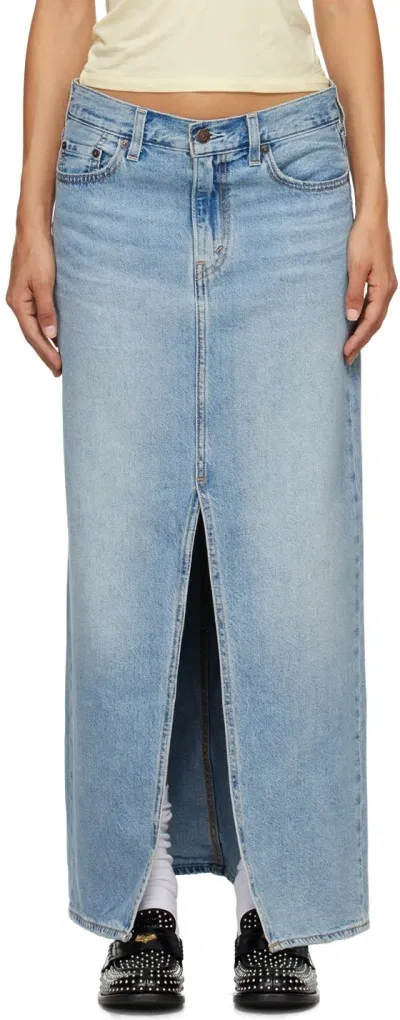 Levi's Blue Ankle Column Denim Midi Skirt In Please Hold