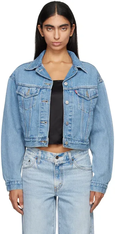 Levi's Blue Shrunken '90s Denim Trucker Jacket In Strange Encounter