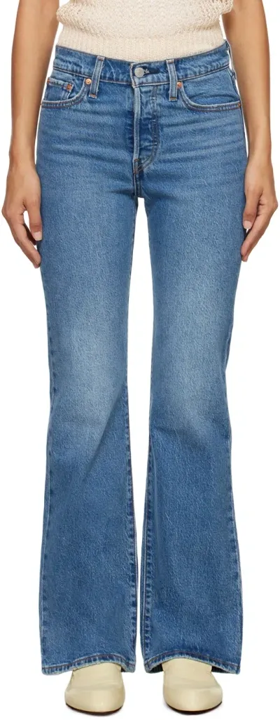 Levi's Blue Wedgie Bootcut Jeans In Placed Fai