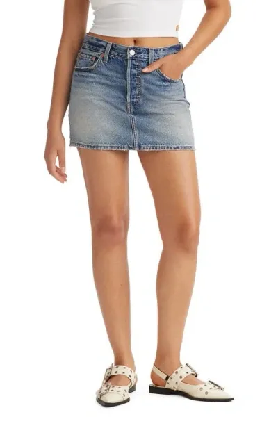 Levi's Icon Frayed Denim Miniskirt In Right Here Right Now