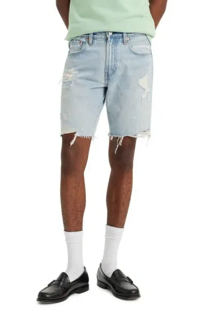 Levi's 412 Slim Fit Ripped Denim Shorts In Get To The Check Dx Short