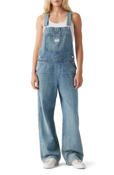 Levi's Logo-patch Denim Dungarees In Blau