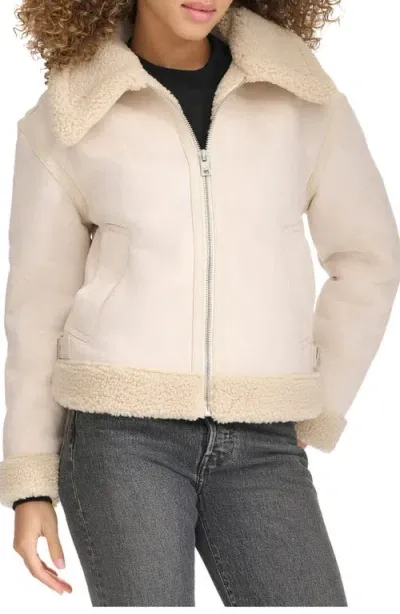 Levi's Women's Faux Shearling Aviator Jacket In Almond Milk