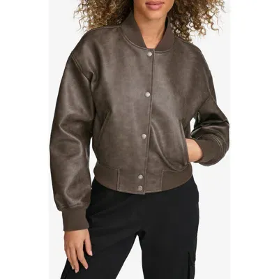 Levi's Women's Faux Leather Varsity Bomber Jacket In Ash