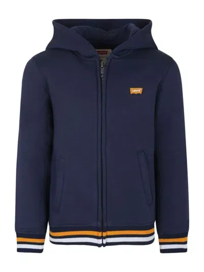 Levi's Kids' Logo-patch Cotton-blend Hoodie In Blue