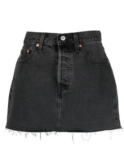 Levi's Logo-patch Short Denim Skirt In Schwarz