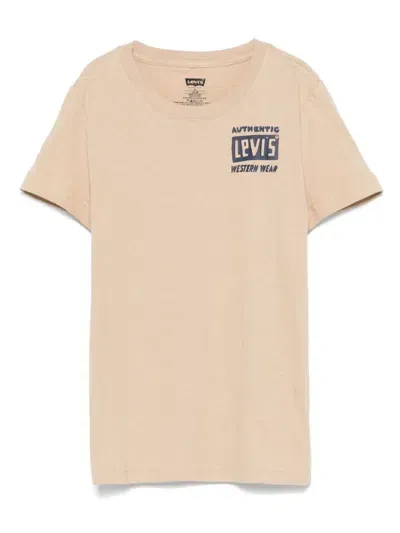 Levi's Kids' Logo-print T-shirt In Neutrals