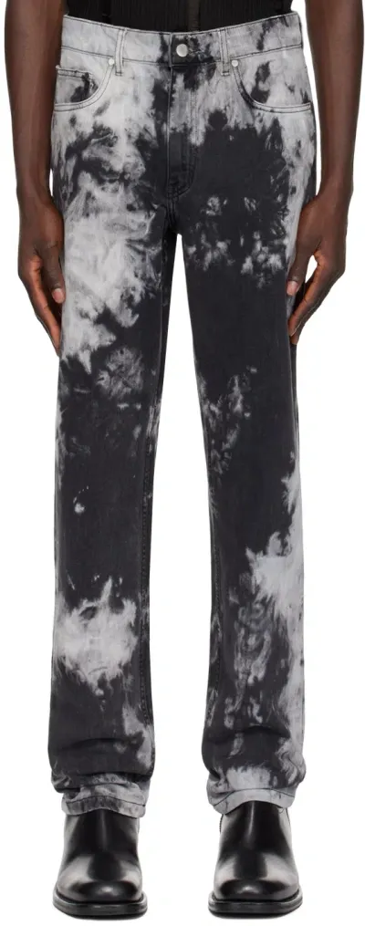 Lgn Louis Gabriel Nouchi Black Tie-dye Jeans In Grey