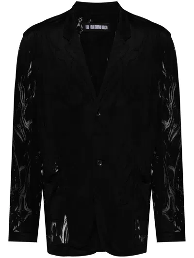 Lgn Louis Gabriel Nouchi Marble-devoré Single-breasted Blazer In Black