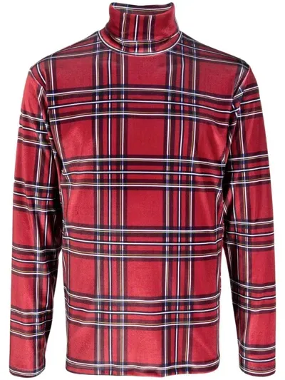 Liberal Youth Ministry Tartan-check Print Knit Jumper In Red