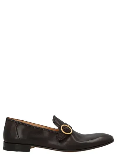 Lidfort Buckle-embellished Leather Loafers In Dark Brown