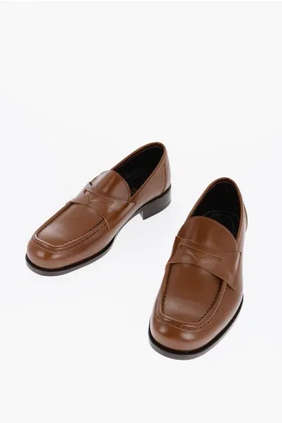 Lidfort Leather Penny Loafers In Brown