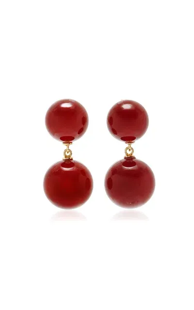 Lie Studio The Hannah Gold-plated Carnelian Earrings In Red