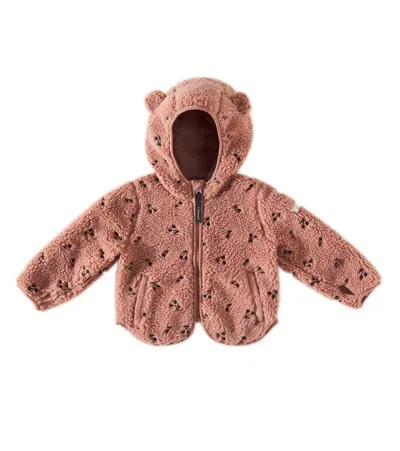 Liewood Baby Mara Embroidered Faux Shearling Jacket In Pink