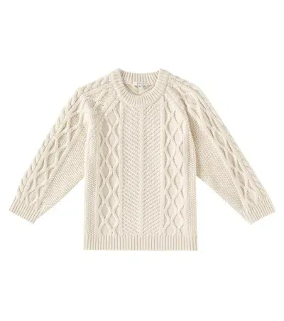 Liewood Kids' Callio Cable-knit Wool And Cotton Sweater In Beige